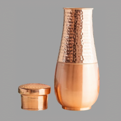 Golden Half Hammered Pure Copper Bottle-1400ML
