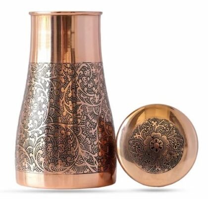 Rose Gold Embossed Pure Copper Bottle | 1000 ML