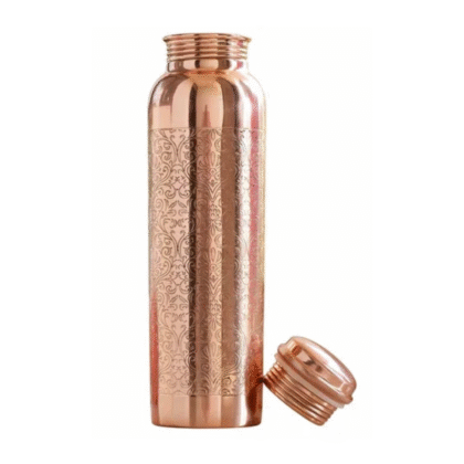 Rose Gold Embossed Pure Copper Bottle | 750 ML