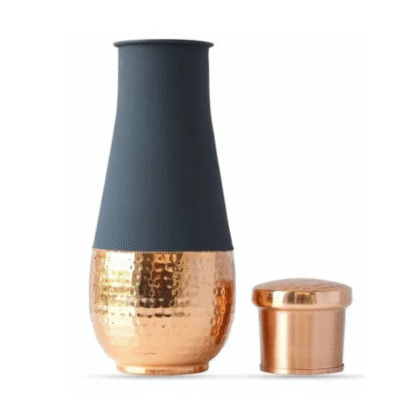 Golden Blue Half Hammered Pure Copper Bottle-1400ML