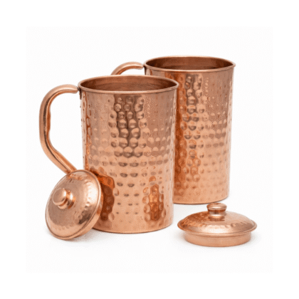 Pure Copper Hammered Water Jug With Lid – 1500 ML Set of 2
