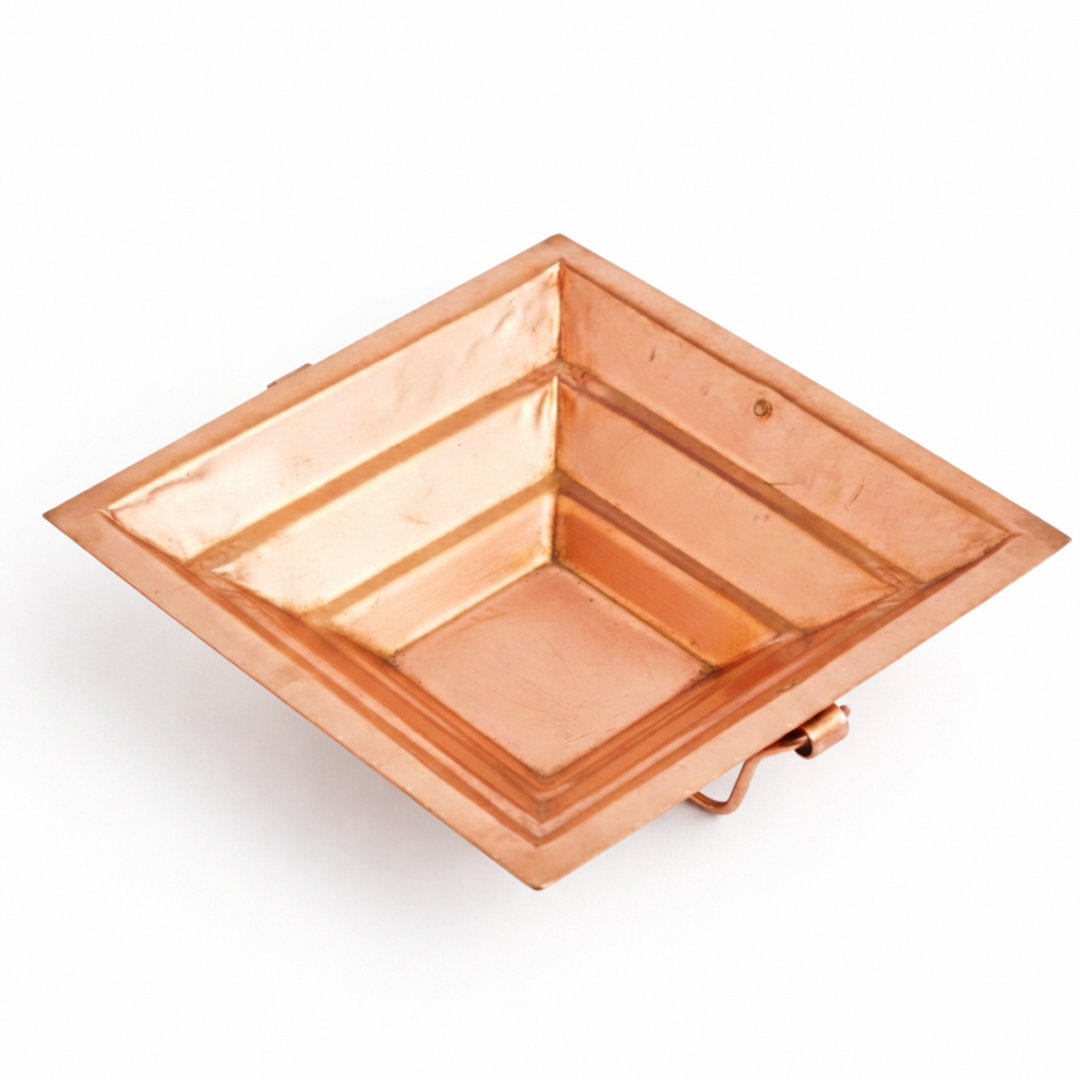 Pure Copper Hawan Kund With Handle | Size-4 x 12 Inches