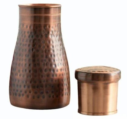 Pure Brown Copper Hammered Water Bottle-1000ML