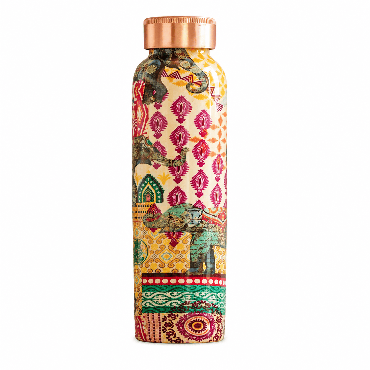 Meena printed copper bottle