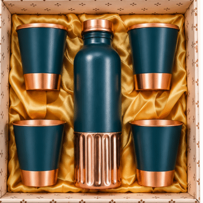 copper water bottle with glass